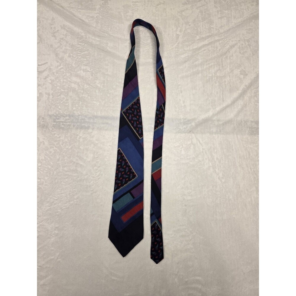 Henry Grethel Designer Men's Tie Multicolor Geometric Abstract Woven Pattern